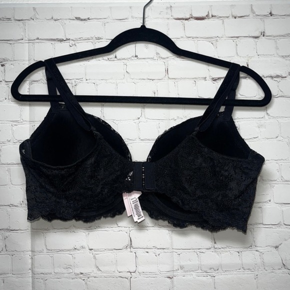 ✨Victoria's Secret Dream Angels Black Lace Push Up Bra Lined Demi Size 38DD - Picture 6 of 8
